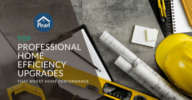 Table with hard hat and tools belonging to a home performance professional.