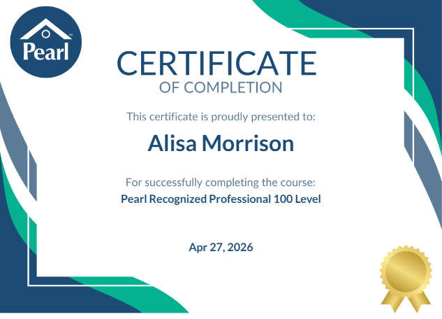 Pearl Recognized Professional 100 Level Certificate