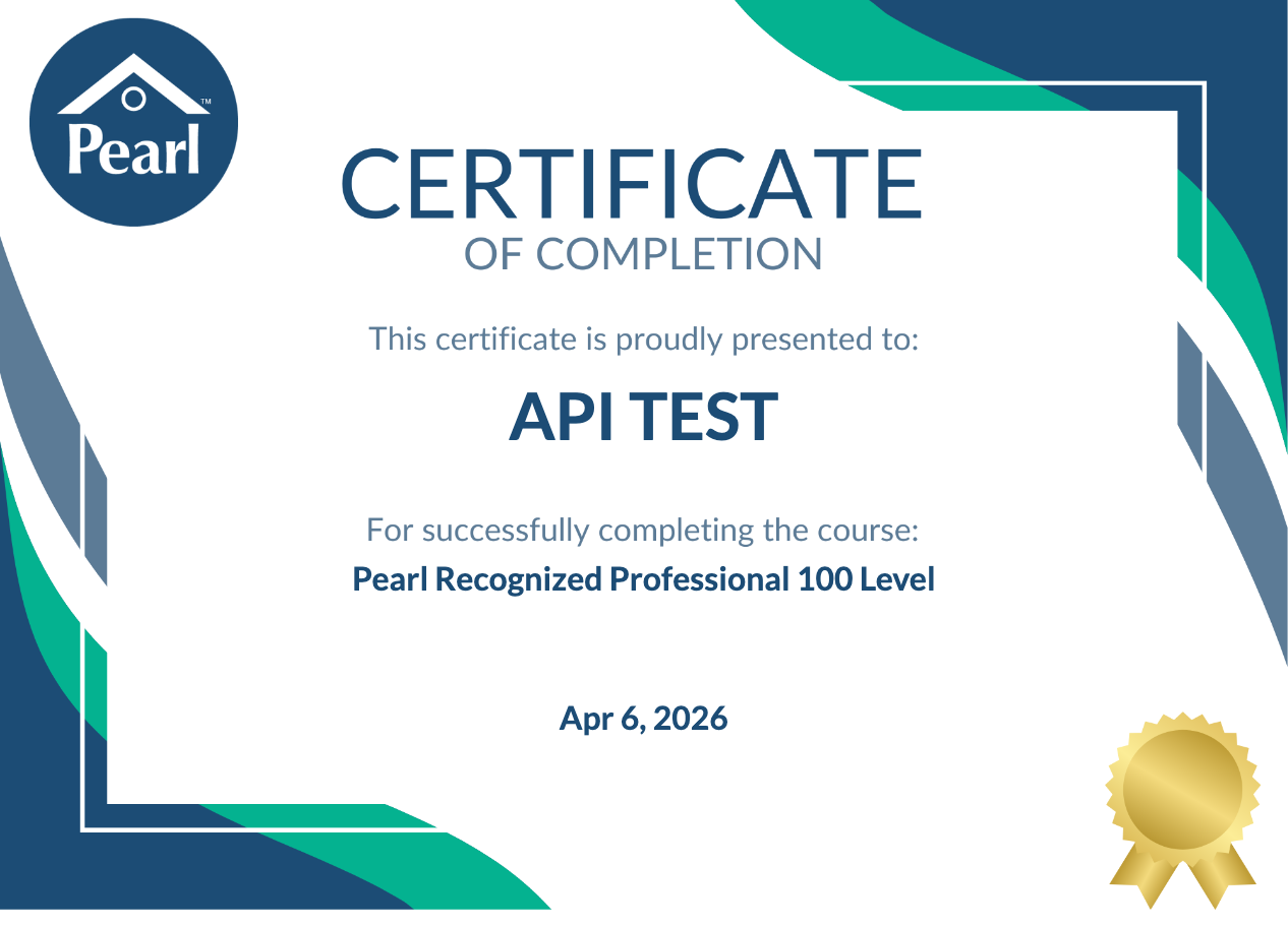 Pearl Recognized Professional 100 Level Certificate