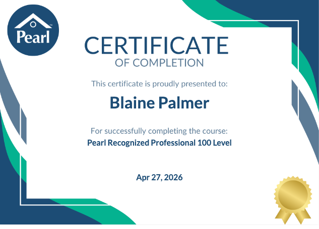 Pearl Recognized Professional 100 Level Certificate