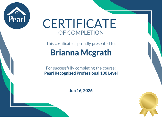 Pearl Recognized Professional 100 Level Certificate