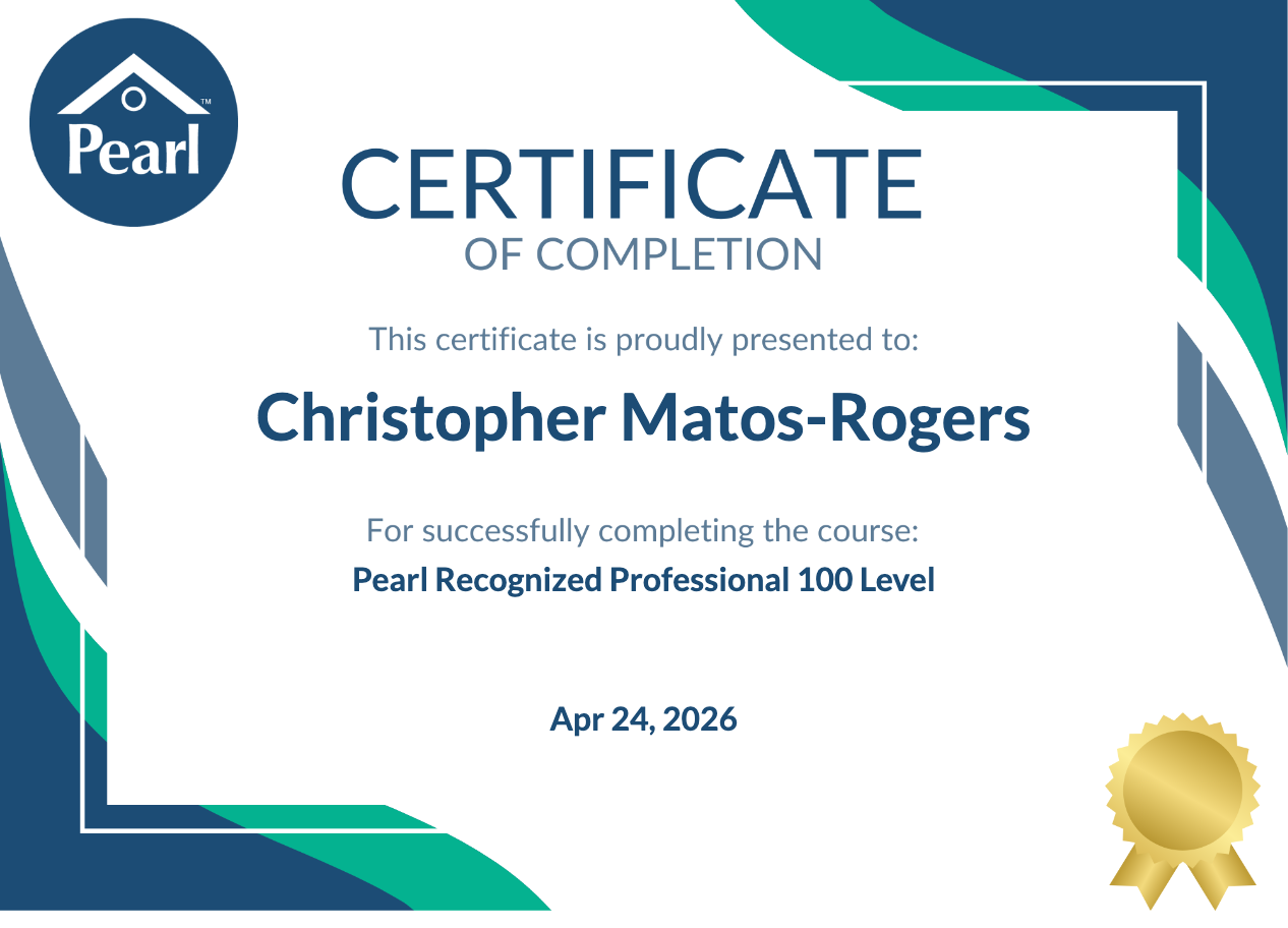 Pearl Recognized Professional 100 Level Certificate