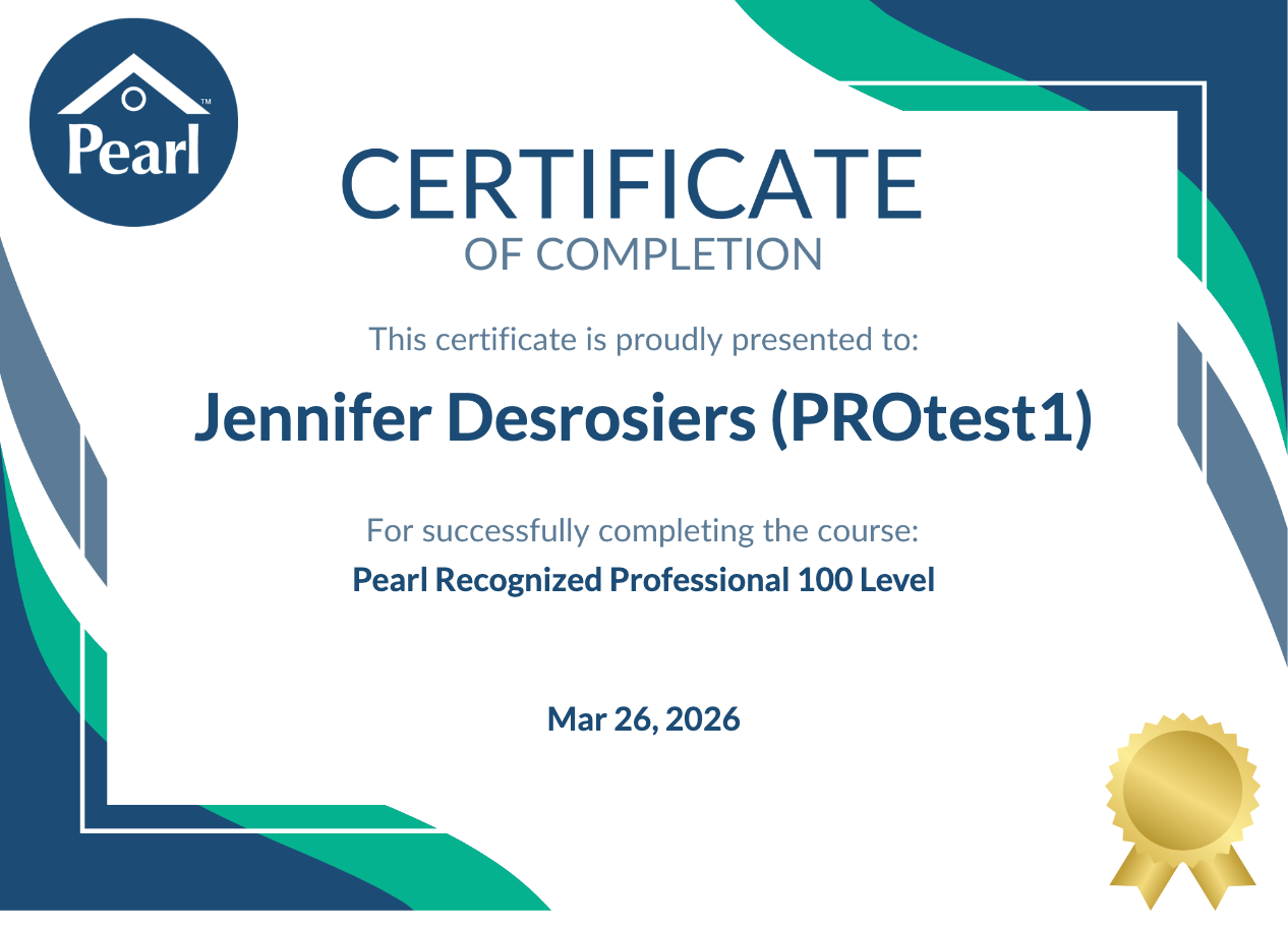 Pearl Recognized Professional 100 Level Certificate