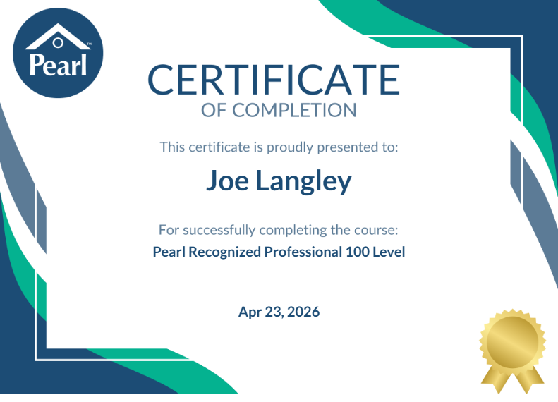 Pearl Recognized Professional 100 Level Certificate