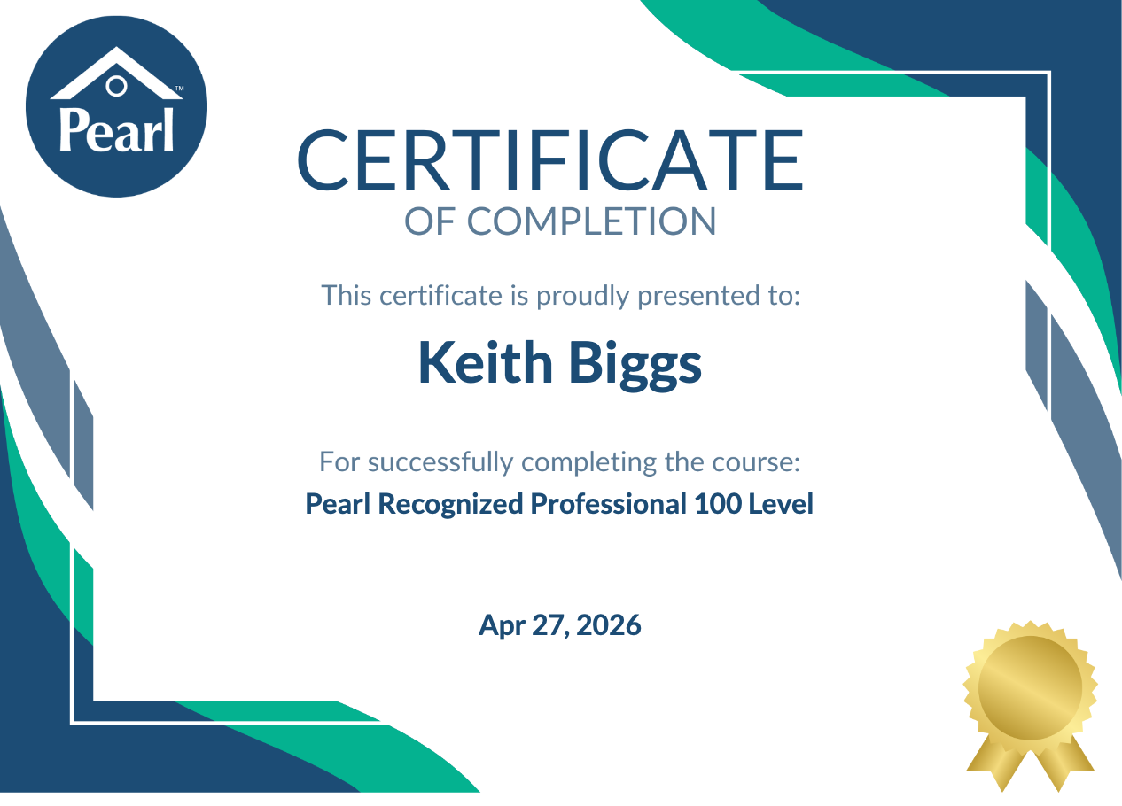 Pearl Recognized Professional 100 Level Certificate