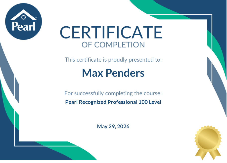 Pearl Recognized Professional 100 Level Certificate