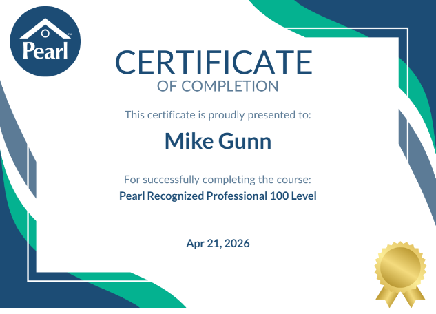 Pearl Recognized Professional 100 Level Certificate