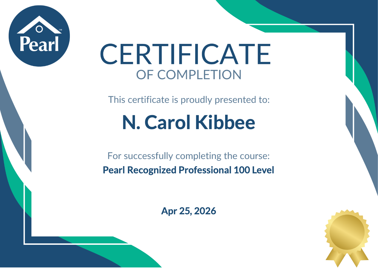 Pearl Recognized Professional 100 Level Certificate