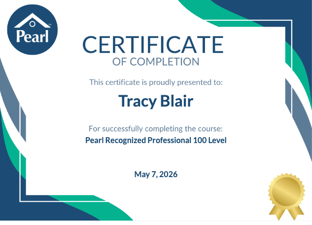 Pearl Recognized Professional 100 Level Certificate