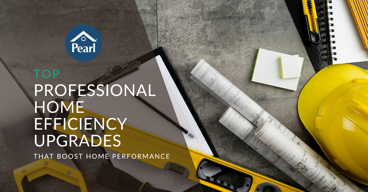 Table with hard hat and tools belonging to a home performance professional.